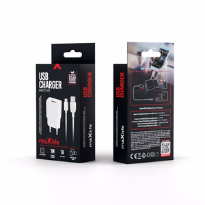 "Maxlife MXTC-01" įkroviklis 1x USB 1A baltos spalvos + microUSB laidas