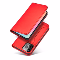 Magnetinė kortelės dėklas telefonui iPhone 14 Pro atverčiamas dėklas piniginė su stovu raudona