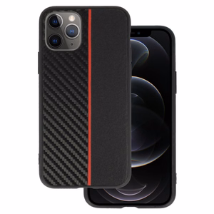 Tel Protect CARBON dėklas telefonui Iphone 11 Pro juodas su raudona juostele