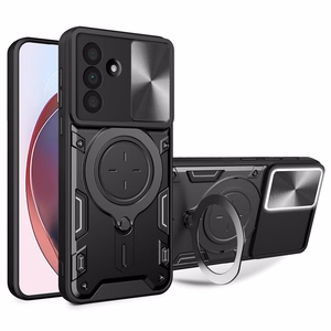 Samsung Galaxy A17 4G / A17 5G / A18 / A26 Case with Stand and Sliding Lens Cover - Black