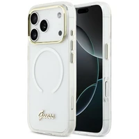 Guess IML Gradient Script Metal MagSafe Case for iPhone 17 Pro Max - White