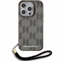 Karl Lagerfeld IML Mono KL Pattern & Cord dėklas telefonui iPhone 15 Pro Max - juodas