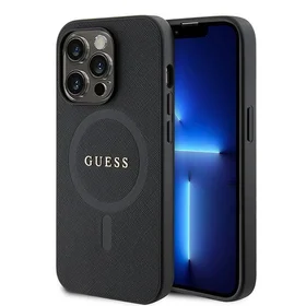 Guess GUHMP15LPSAHMCK iPhone 15 Pro 6.1" juodas/juodas kietas dėklas Saffiano MagSafe