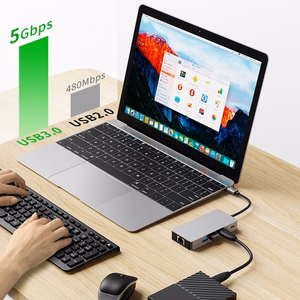 Tech-Protect HB05 HUB 9in1 USB-C + USB2.0 + USB3.0 + HDMI 4K 60Hz + SD / TF + PD100W + RJ45 adapteris - pilkas