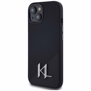 Karl Lagerfeld Silikoninis Shadow Metal Initial Magnetinis dėklas telefonui iPhone 15 juodas