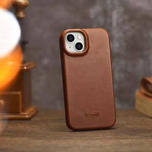 iCarer CE Oil Wax Premium odinis folio dėklas iPhone 14 Plus Magnetinis atverčiamas dėklas su MagSafe Rudas (AKI14220707-BN)