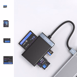 Orico CL4D-A3 atminties kortelių skaitytuvas USB-A 3.0, SD / microSD / CF / MS, 5 Gbps – juodas su sidabro spalva