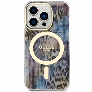 Guess GUHMP14LHLEOPWB iPhone 14 Pro 6.1" mėlynas/mėlynas kietas dėklas Leopardas MagSafe