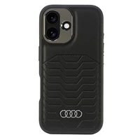 Audi Sintetinės odos Magnetinis iPhone 16 6.1" juodas/juodas kietas dėklas AU-TPUPCMIP16-GT/D3-BK