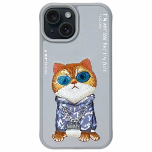 Nimmy Glasses Cool Cat iPhone 15 dėklas - pilkas