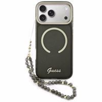 Guess IML Glitters Script Dirželis MagSafe dėklas for iPhone 17 Pro Max - juodas