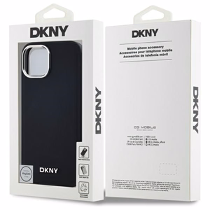 DKNY Paprastas logotipas magnetinis iPhone 15 dėklas - juodas