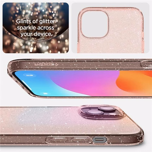 Spigen Liquid Crystal Glitter dėklas telefonui iPhone 15 Plus - rožinis/skaidrus