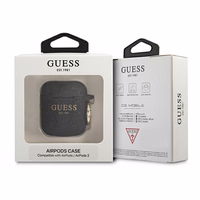 Guess GUA2SGGEK AirPods dėklas juodas/juodas Silikonas Blizgučiai