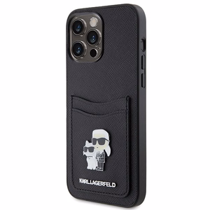 Karl Lagerfeld KLHCP15XSAPKCNPK iPhone 15 Pro Max 6.7" juodas dėklas Saffiano Cardslot KC Metal Pin