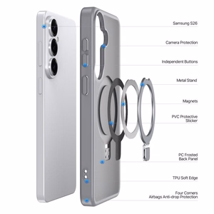 Dėklas Dux Ducis Yind Magnetic Stand Samsung S942 S26 pilkas