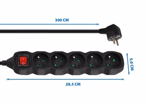Esperanza ELK215K power extension 3 m 5 AC outlet(s) Indoor Black