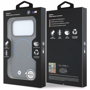 BMW M Carbon Printed Ring MagSafe dėklas iPhone 18 Pro / 17 Pro – pilkas