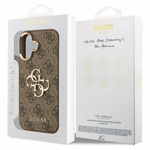 Guess 4G Big 4G Classic Logo dėklas telefonui, skirtas iPhone 17 – rudos ir auksinės spalvos