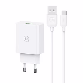USAMS Tinklo įkroviklis 18W + laidas USB-C/USB-A 1m Fast Charging baltas series SC SCXLTZ02