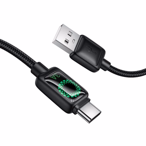 Kabelis su LCD ekranu USB A į USB C Hoco 3A 1,2 m U146 juodas