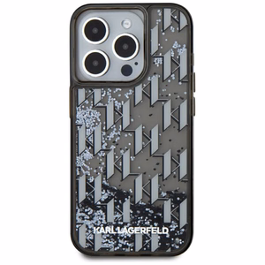 Karl Lagerfeld Liquide Glitter Monogram Gradient Dėklas telefonui iPhone 15 Pro Max - juodas