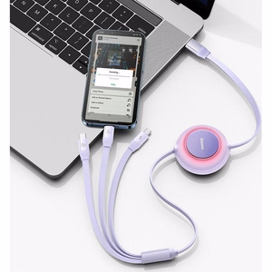 BASEUS kabelis 3in1 Type-C į Micro USB / Lightning / Type-C PD QC4.0 3,5A 100W CAMJ010205 1,1m violetinis