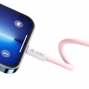 Blavec Kabelis Candy pynėtas - USB į Type C - PD 60W 3A 3 metrai Apple CarPlay/Android Auto (CCA-UC3P30) rožinis