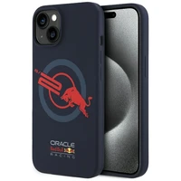 RED BULL dėklas telefonui IPHONE 15 suderinamas su MagSafe RBHMP15S24SIOLVR (Silikoninis ORBR20 logotipas raudonas apvadas) tamsiai mėlyna
