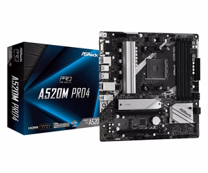 Asrock A520M Pro4 pagrindinė plokštė Socket AM4 micro ATX