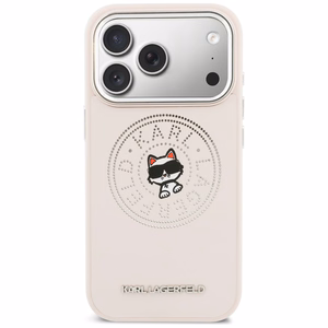 Karl Lagerfeld Point & Choupette Sketch MagSafe Dėklas for iPhone 17 Pro - rožinis