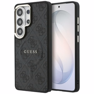 GUESS dėklas for SAMSUNG S26 Ultra GUHMS26LP4MSEGCK (4G Embossed Ring MagSafe) juodas