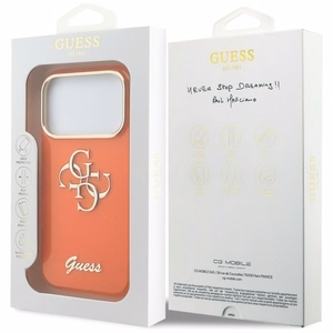 Guess IML 4G Script Metal Dėklas for iPhone 17 Pro - oranžinis