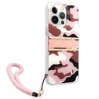 Guess GUHCP13XKCABPI iPhone 13 Pro Max 6.7" rožinis/rožinis kietas dėklas Camo Dirželis Kolekcija