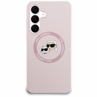 Karl Lagerfeld Silicone Karl & Choupette Heads MagSafe deklas Samsung Galaxy S25 FE - rozinis