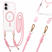 Tel Protect Strap Skaidrus dėklas Iphone 17 rožinis