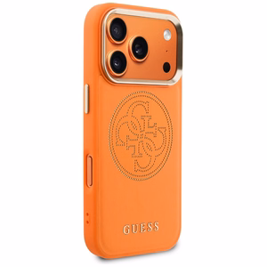 Guess Perforated 4G MagSafe dėklas for iPhone 17 Pro - oranžinis