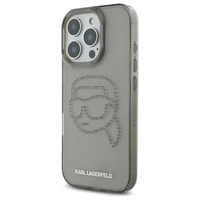 Karl Lagerfeld KLHCP16XHKHDCELK iPhone 16 Pro Max 6.9" juodas/juodas kietas dėklas IML Rhinestones Karl galva