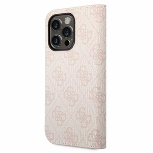 Dėklas telefonui Guess GUBKP14LHG4SHP iPhone 14 Pro 6.1" - rožinis / rožasis logotipas 4G Vintage Gold Logo