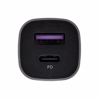 Ugreen USB Type-C / USB 24 W galios tiekimo greito įkrovimo automobilinis įkroviklis, pilkos spalvos (30780)