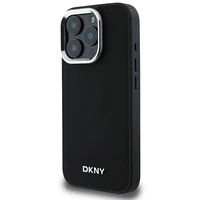 DKNY Paprastas sidabrinis logotipas magnetinis iPhone 16 Pro Max dėklas - juodas