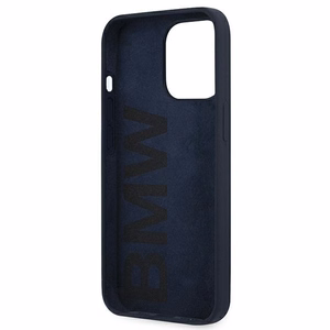 BMW Silicone Signature dėklas telefonui iPhone 13 Pro Max 6.7" - tamsiai mėlynas