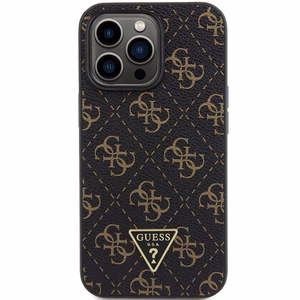 Guess 4G Triangle Metal Logo dėklas iPhone 14 Pro - juodas