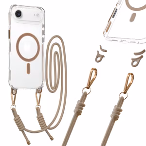 Tel Protect su dirželiu auksinis skaidrus dėklas Iphone 17 Air auksinis