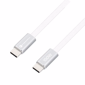 Laidas USB C į USB C Forcell F-Energy QC4.0 PD 5A 100W Cafule Flat 1,2m CCFN23 baltas