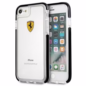 Ferrari kietasis dėklas FEGLHCP7BK iPhone 7/8 SE 2020 / SE 2022 atsparus smūgiams skaidrus juodas