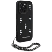 Karl Lagerfeld Saffiano Crystals su grandine dėklas telefonui iPhone 16 Pro - juodas