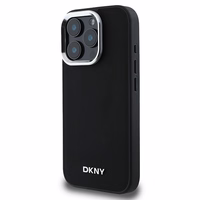 DKNY Paprastas sidabrinis logotipas magnetinis iPhone 16 Pro dėklas - juodas