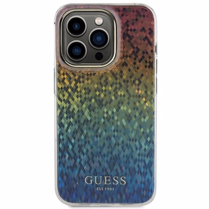 Guess IML Faceted Mirror Disco Iridescent dėklas telefonui iPhone 14 Pro - įvairiaspalvis