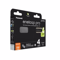 Įkraunamos baterijos PANASONIC ENELOOP PRO AAA 930 mAh 4 szt + langelis (BK-4HCDE/4CP+CASE)